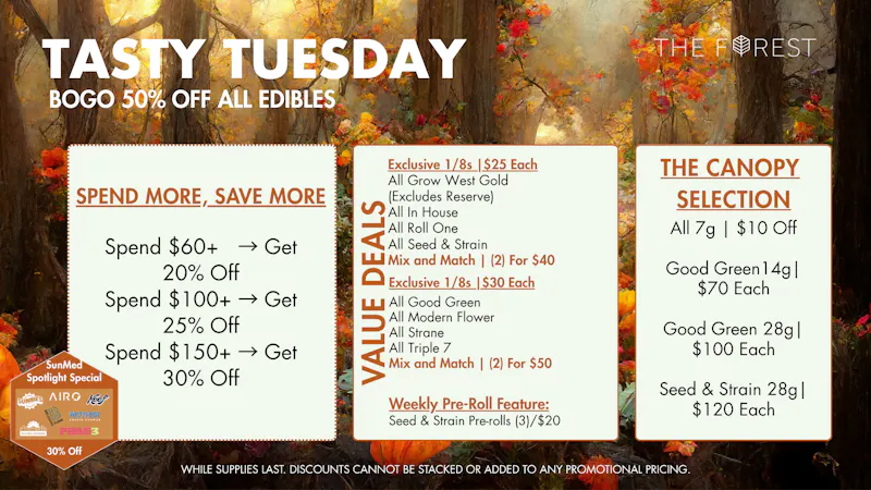 The Forest Baltimore Tasty Tuesday BOGO 50% Off All Edibles