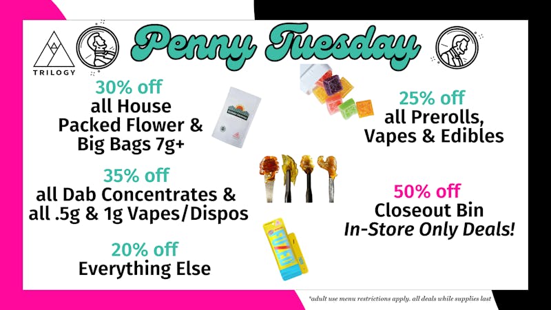 Trilogy Wellness 35% OFF ALL DABS & 0.5G & 1G DISPOSABLE VAPES