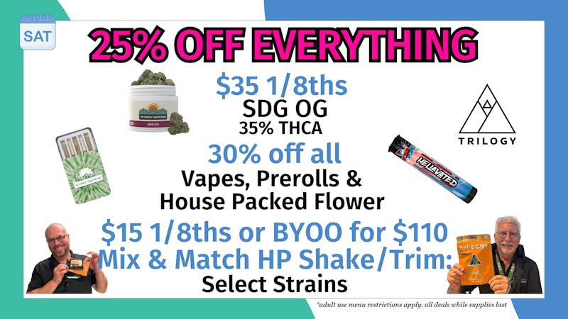 Trilogy Wellness 25% OFF STOREWIDE + $35 1/8THS SDG OG
