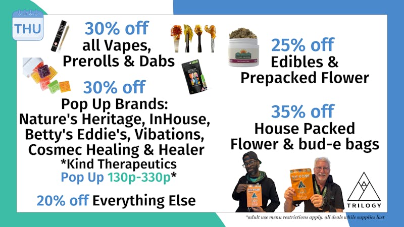 Trilogy Wellness 30% off all Vapes, Prerolls & Dabs + MORE
