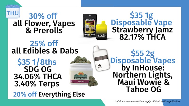 Trilogy Wellness $35 1/8TH SDG OG + $35 1G STRAWBERRY DISPO