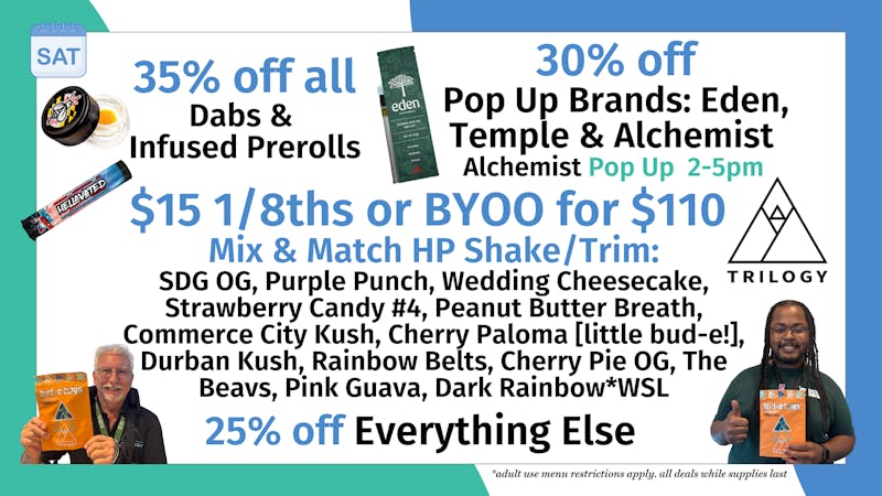 Trilogy Wellness 35% OFF DABS & INFUSED PREROLLS + MORE!
