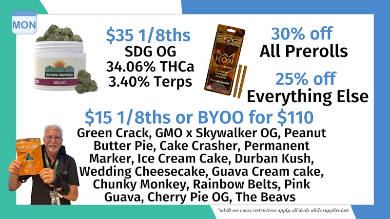 Trilogy Wellness 30% OFF ALL PREROLLS + $15 1/8THS* + BYOO FOR $110