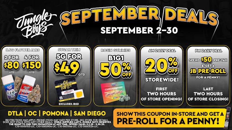Jungle Boys San Diego Jungle Boys September Deals