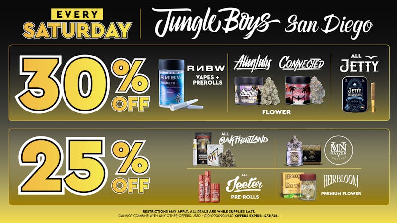 Jungle Boys San Diego Every Saturday until 12/31