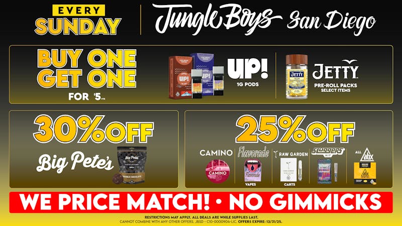 Jungle Boys San Diego Every Sunday Until 12/31