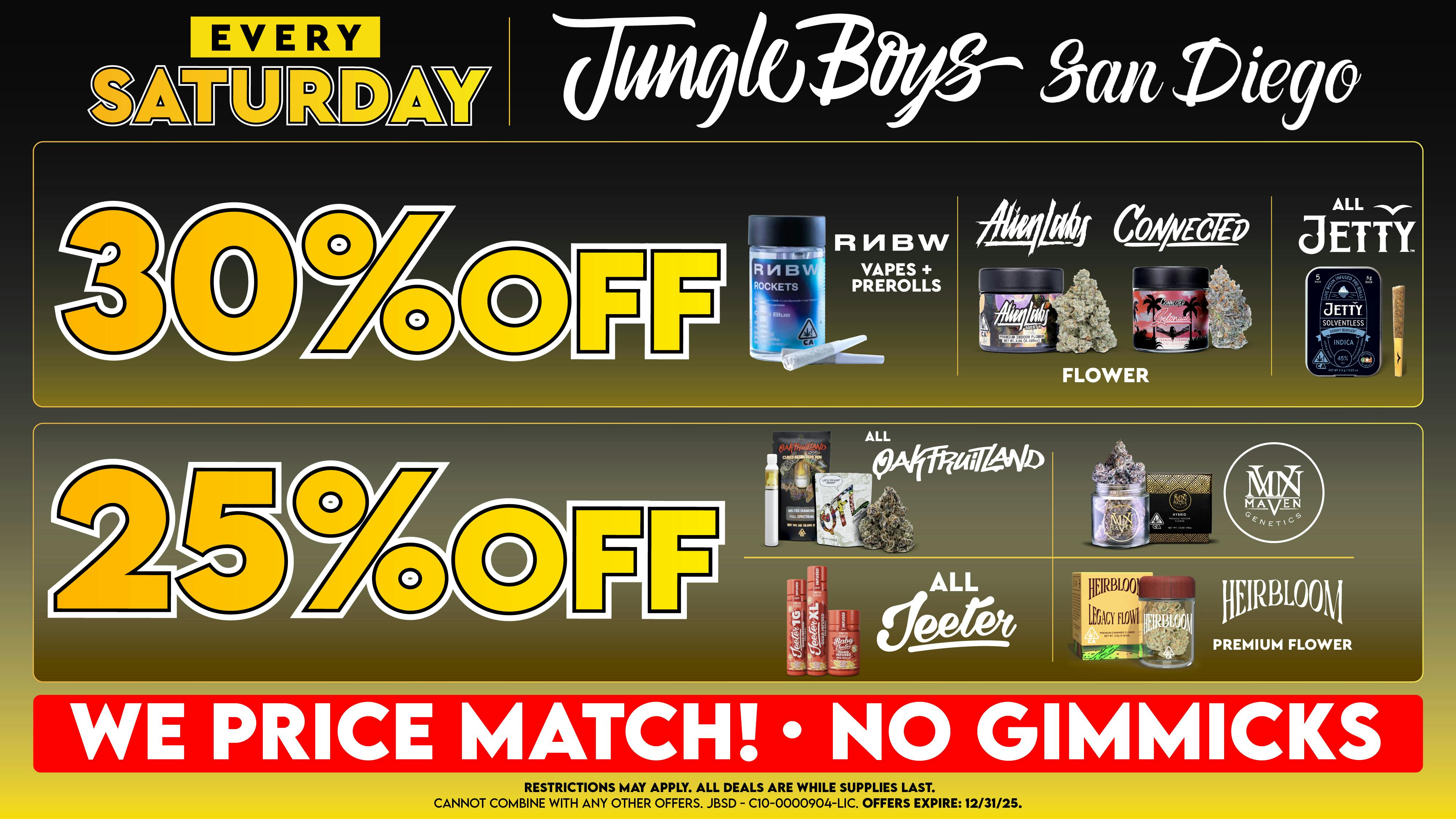 Jungle Boys San Diego Every Saturday Until 12/31