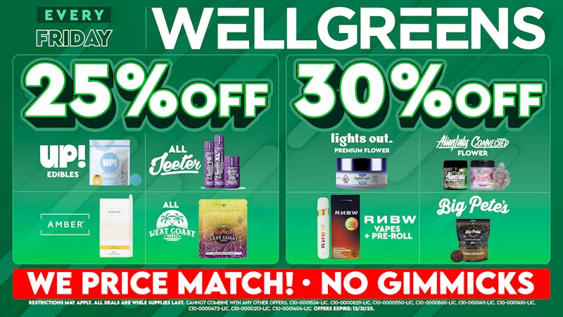 Wellgreens - Encinitas - Marijuana Weed Dispensary Every Friday Until 12/31