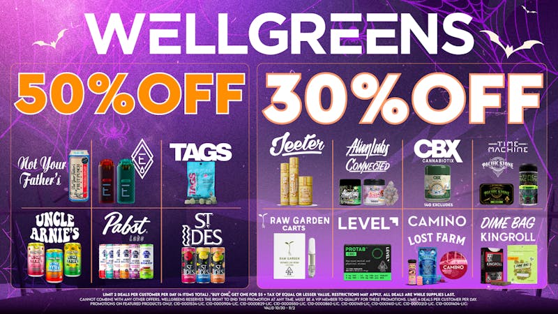 Wellgreens - Encinitas - Marijuana Weed Dispensary Halloween Weekend Deals – Now Thru 11/2!