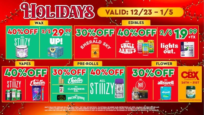 Wellgreens - Encinitas - Marijuana Weed Dispensary Christmas and New Year Holiday Deal