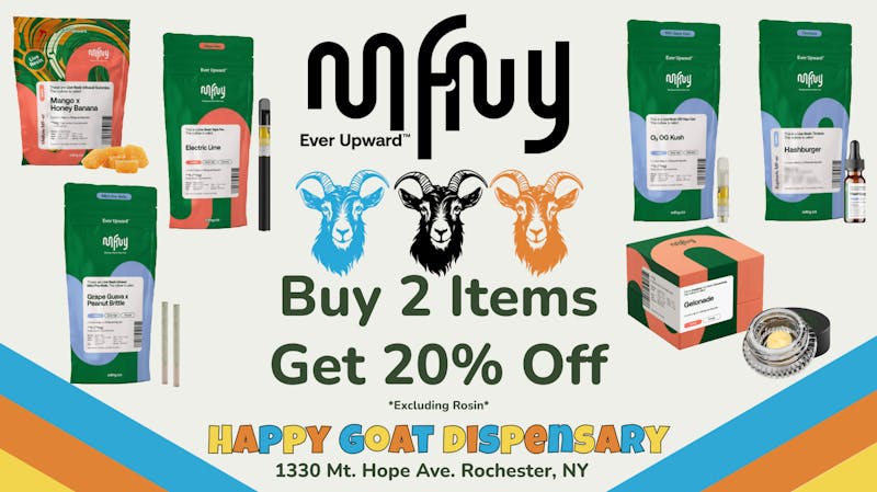 Happy Goat Dispensary : Rochester NY MFNY Buy 2 Get 20% Off