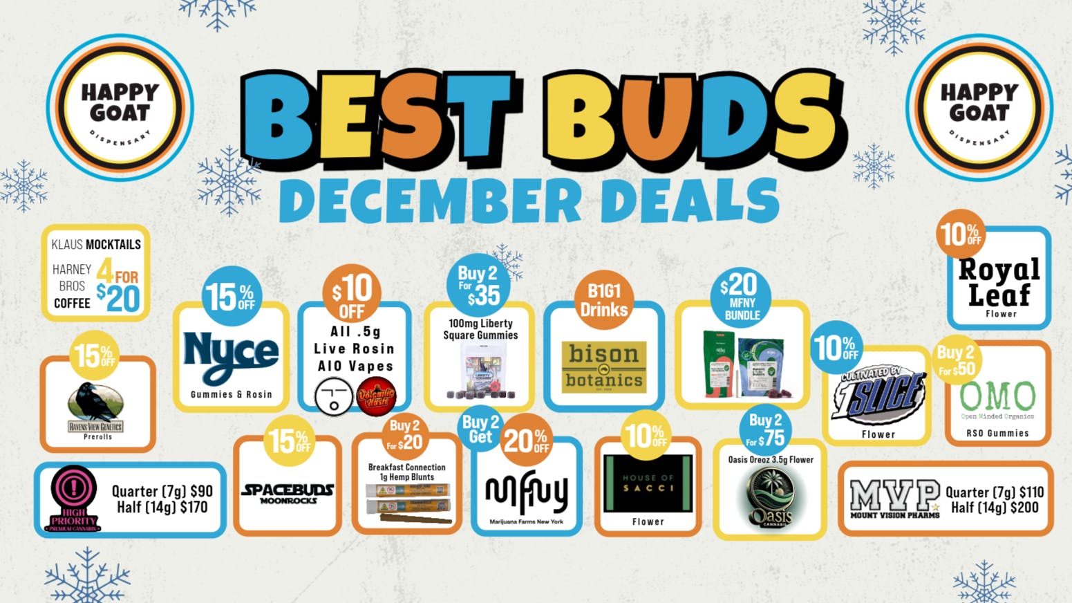 Happy Goat Dispensary : Rochester NY January Best Buds Deals