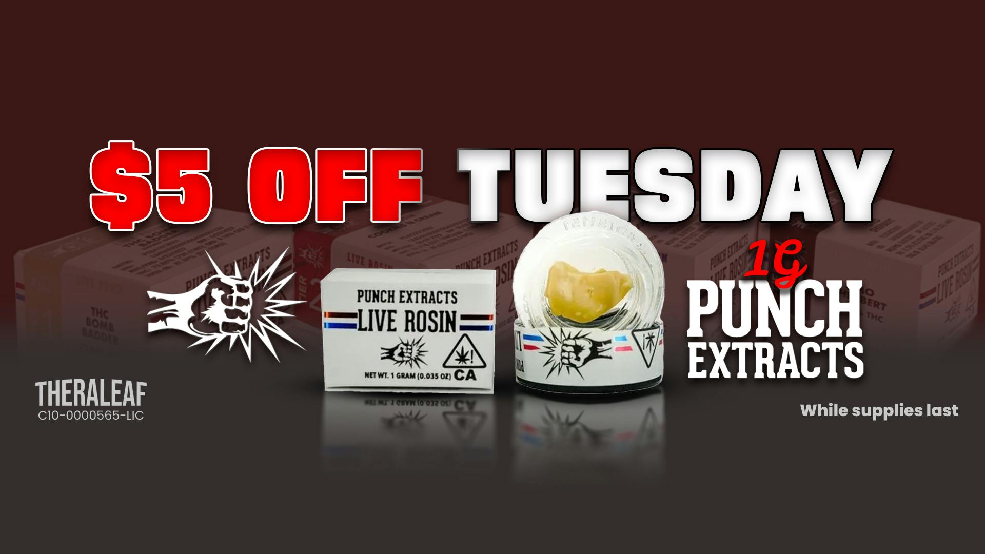 Theraleaf $5 off Punch Extracts 1g Live Rosin Concentrates