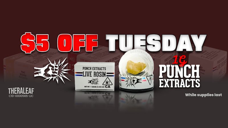 Theraleaf $5 off Punch Extracts 1g Live Rosin Concentrates