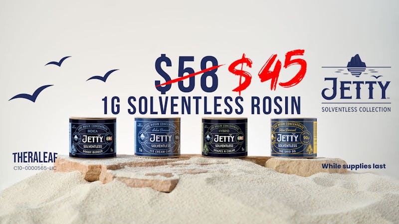 Theraleaf Jetty 1g solventless rosin concentrates $45