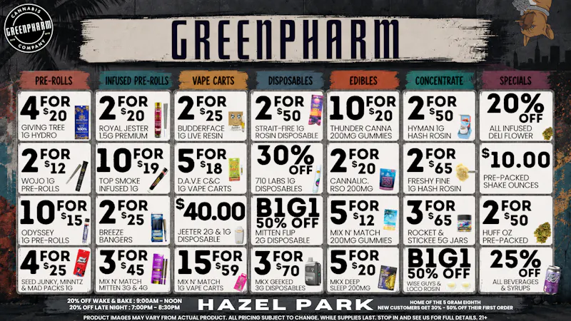 Green Pharm - Hazel Park - Recreational 🎉🥳50% OFF First Time Customers!🥳🎉