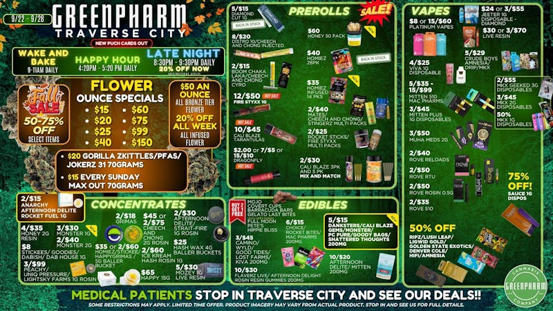 Green Pharm - Traverse City - Recreational & Medical FALL SALE 50-75% OFF!!!