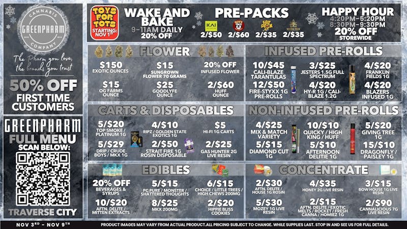 Green Pharm - Traverse City - Recreational & Medical 50% OFF FIRST TIME CUSTOMERS!!!!!!!