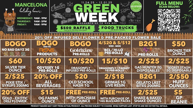 Green Pharm - Mancelona -Recreational BLACK FRIDAY ALL WEEK!!! YOU DON'T WANT TO MISS IT