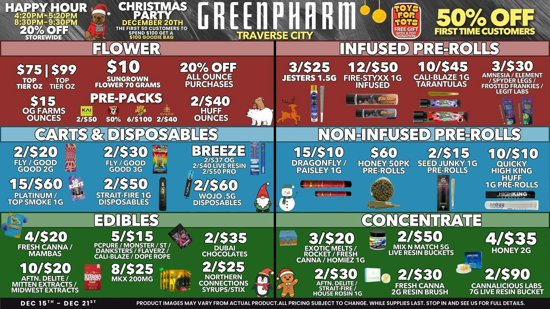 Green Pharm - Traverse City - Recreational & Medical TWELVE DAYS OF CHRISTMAS😁🎅🤶🌲🎁