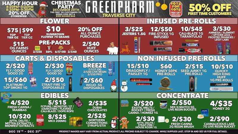 Green Pharm - Traverse City - Recreational & Medical TWELVE DAYS OF CHRISTMAS😁🎅🤶🌲🎁