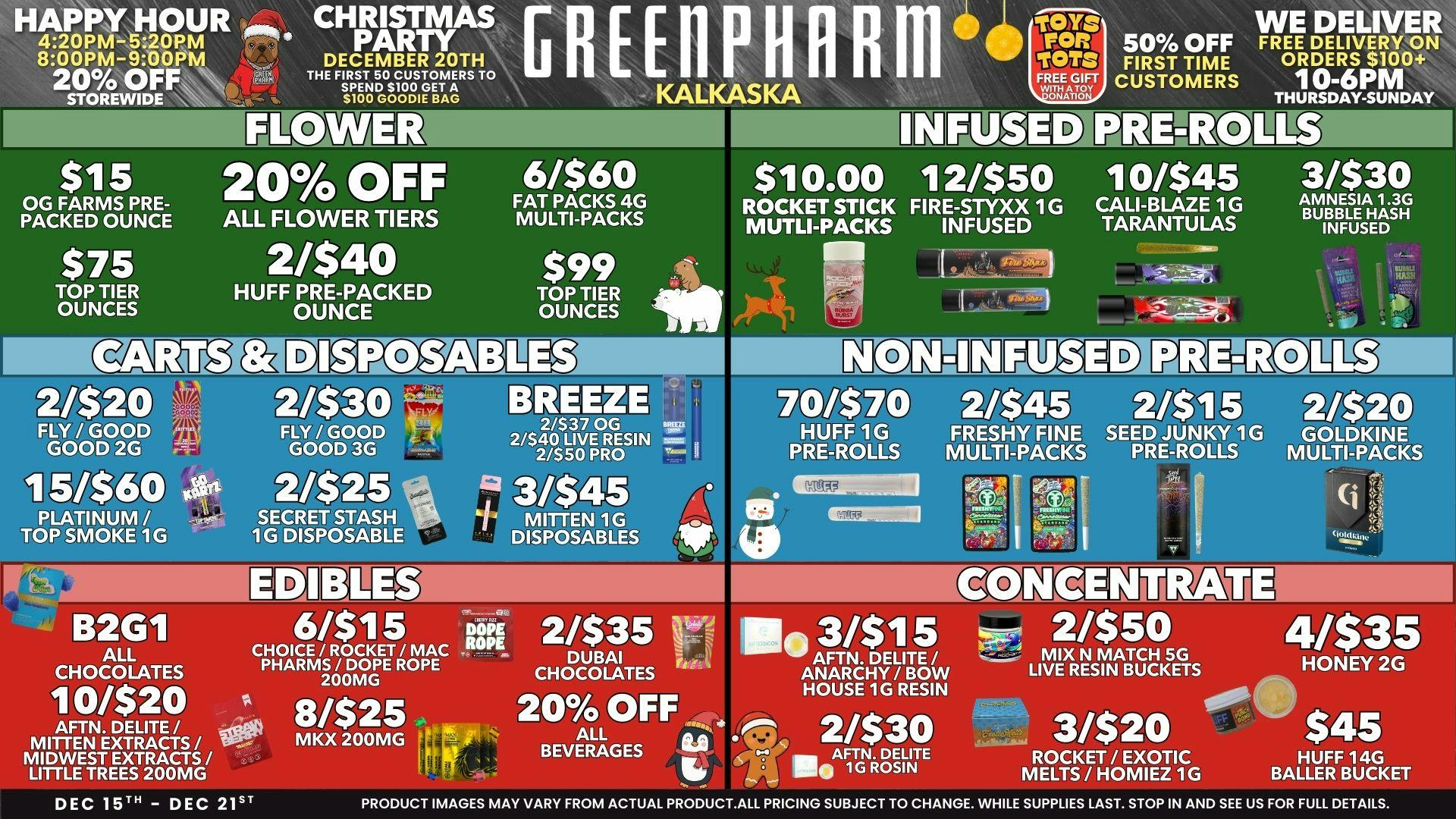 Green Pharm - Kalkaska - Recreational & Medical TWELVE DAYS OF CHRISTMAS😁🎅🤶🌲🎁