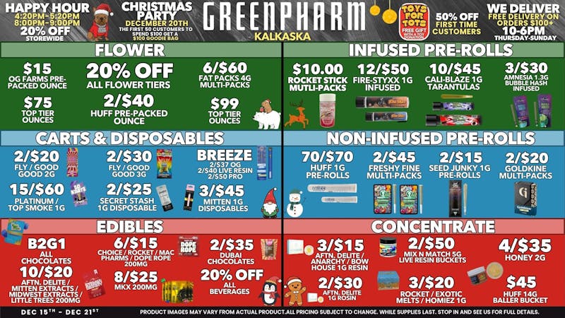 Green Pharm - Kalkaska - Recreational & Medical TWELVE DAYS OF CHRISTMAS😁🎅🤶🌲🎁