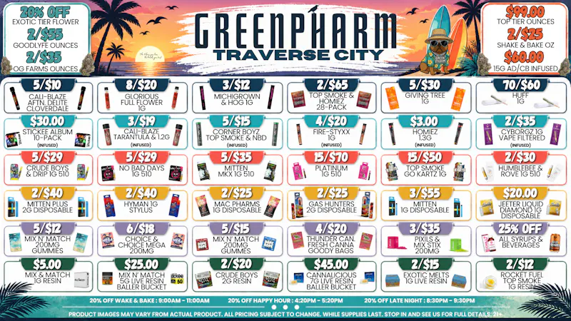 Green Pharm - Traverse City - Recreational & Medical START YOUR SUMMER OFF AT GREENPHARM😀💥