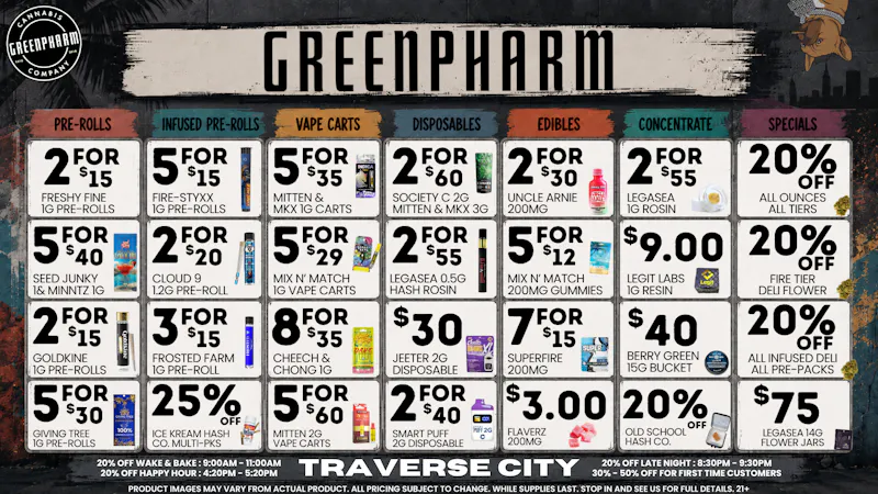 Green Pharm - Traverse City - Recreational & Medical RESTOCKS!!NEW ITEMS!!NEW DEALS!!BIG SAVINGS!!💥💥