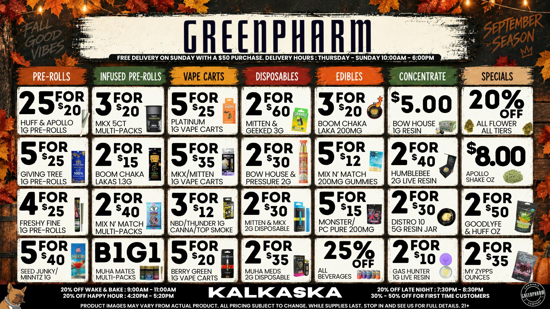 Green Pharm - Kalkaska - Recreational & Medical Autumn deals and pumpkins please🍂🍂🍂🍂