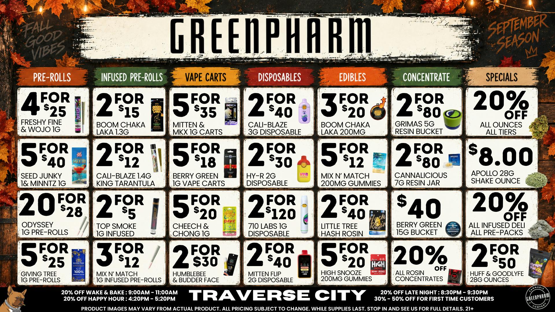 Green Pharm - Traverse City - Recreational & Medical Autumn deals and pumpkins please🍂🍂🍂🍂