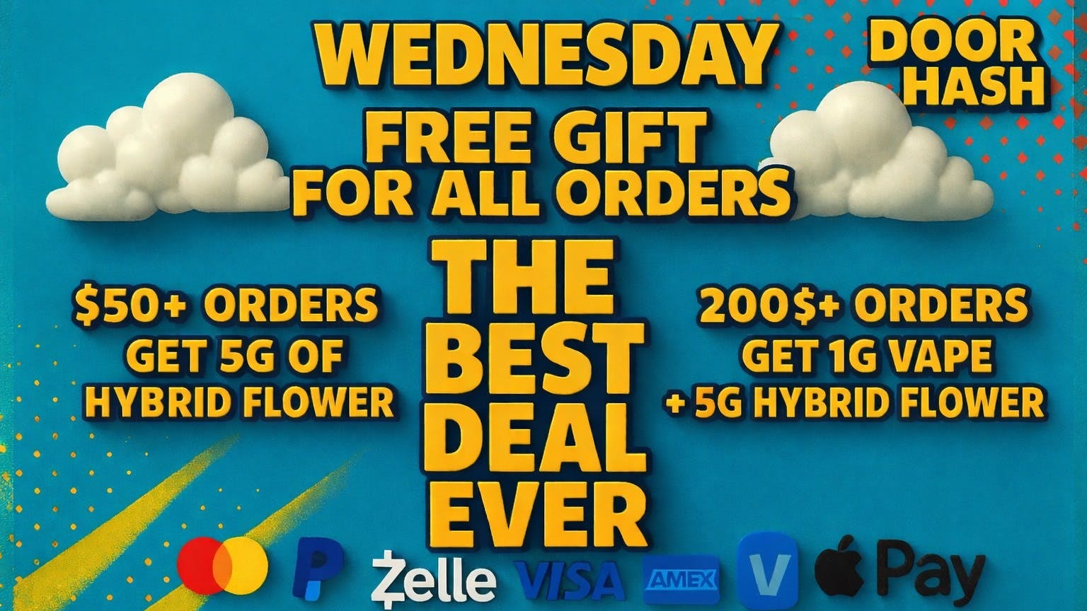 Doorhash Get 5G Of Flower,Vape Pen & Preroll On Wednesday