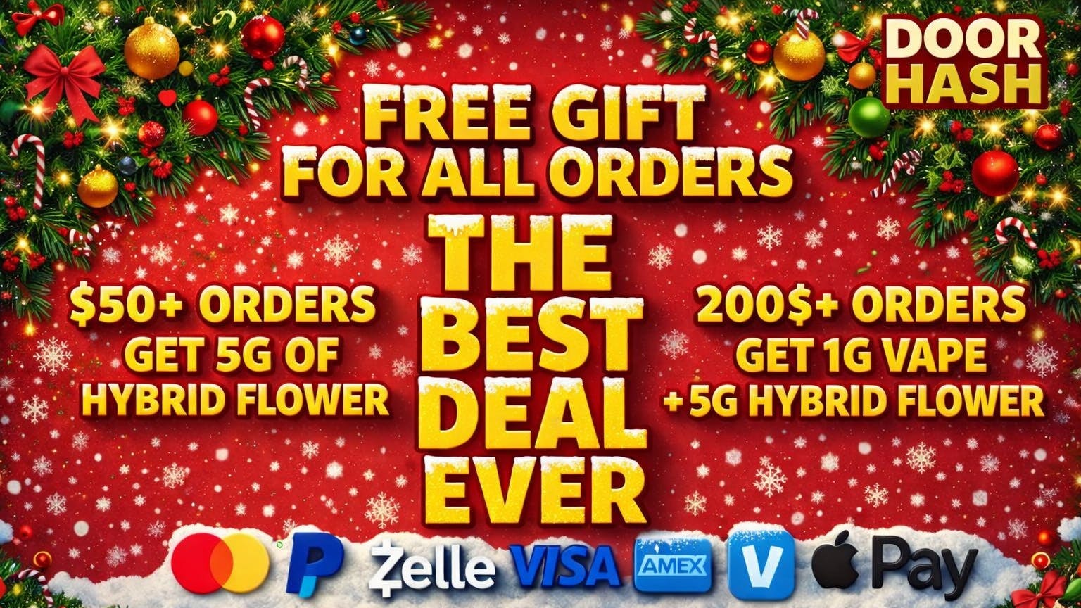 Doorhash Get 5G Of Flower,Vape Pen & Preroll