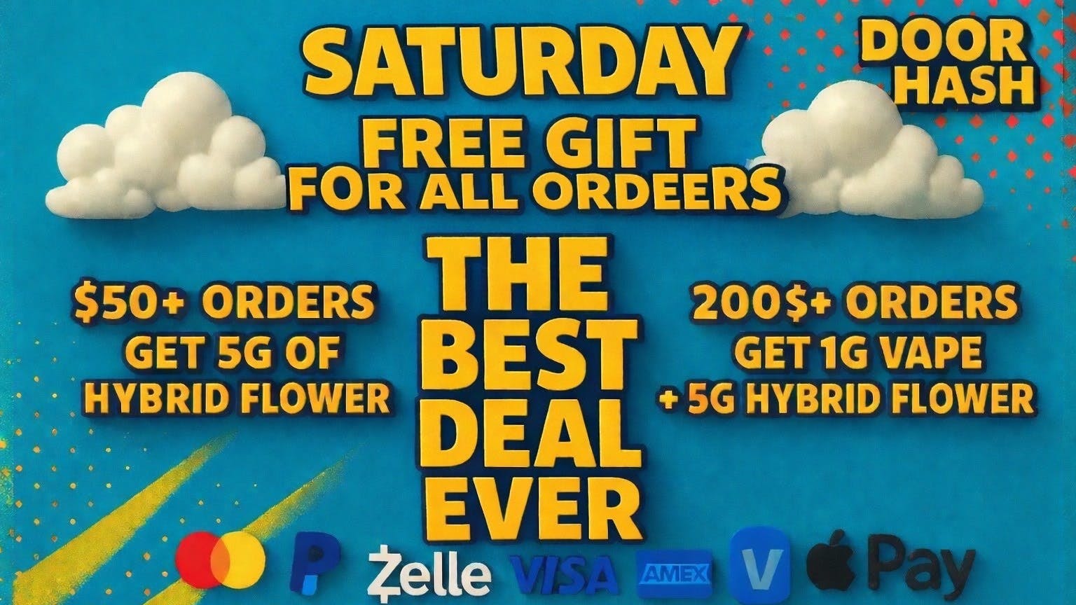 Doorhash Get 5G Of Flower,Vape Pen & Preroll On Saturday