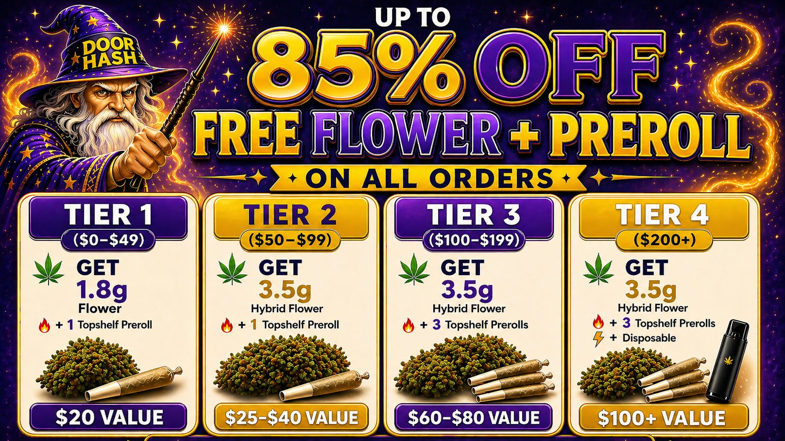 Doorhash - Lakewood Free Flower + Preroll on Every Order + Other Tiers
