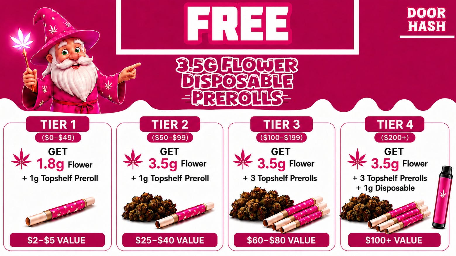 Doorhash - Culver City Free Flower + Preroll on Every Order + Other Tiers