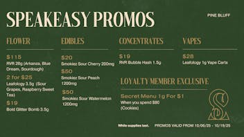 Speakeasy Dispensary Speakeasy Pine Bluff Promos
