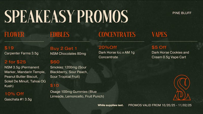 Speakeasy Dispensary Croptober Promos