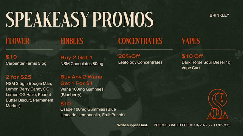 Speakeasy Dispensary - Brinkley Croptober Promos