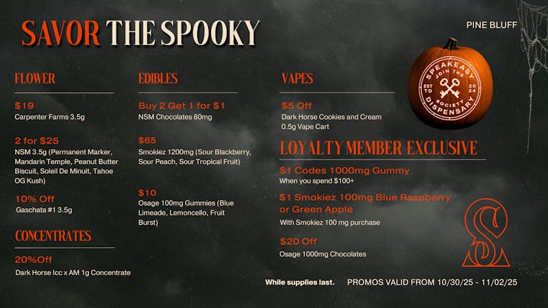 Speakeasy Dispensary Spooky Deals at Speakeasy