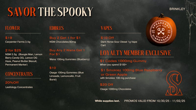 Speakeasy Dispensary - Brinkley Spooky Deals at Speakeasy