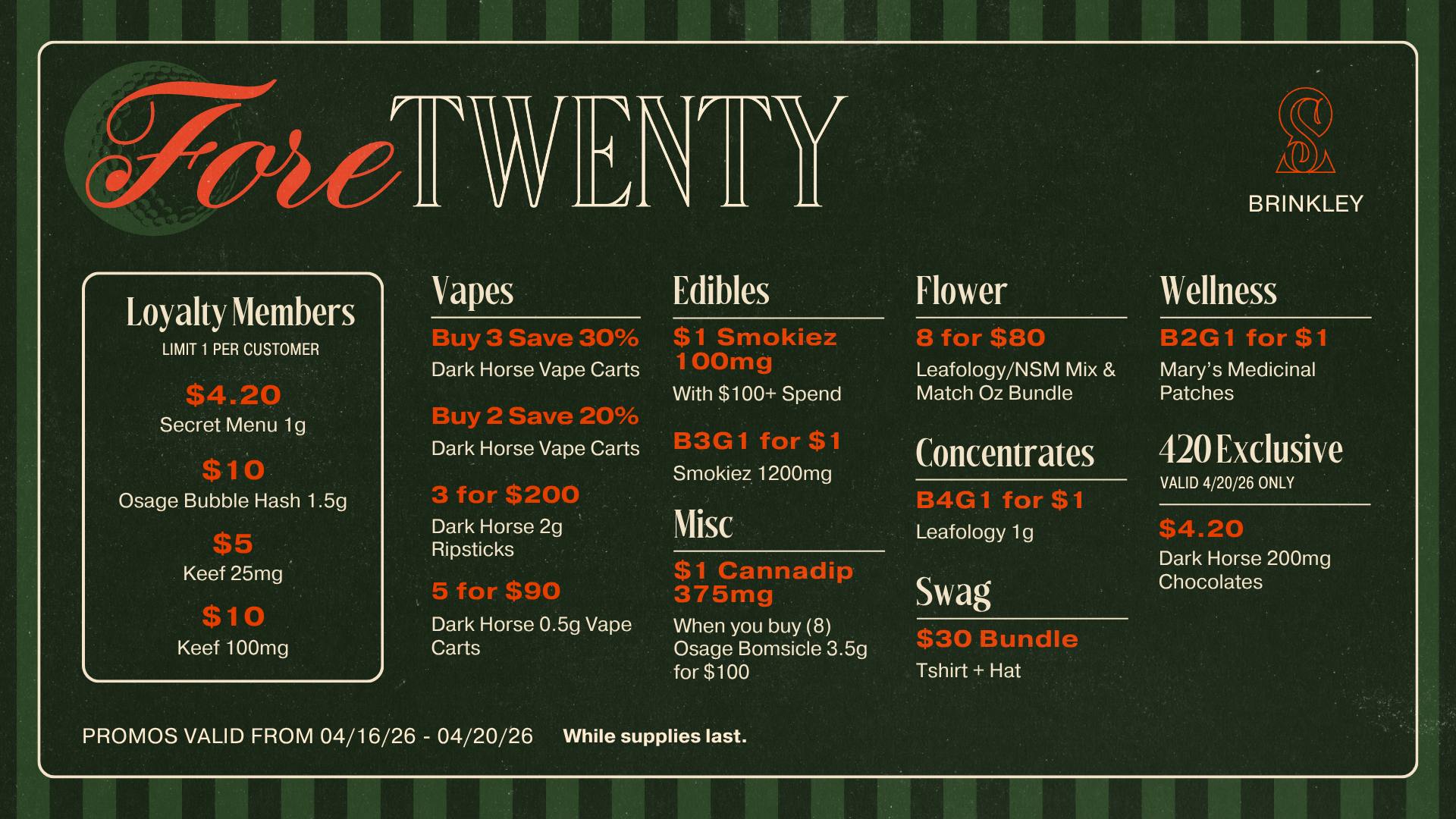 Speakeasy Dispensary - Brinkley Fore Twenty at Speakeasy Brinkley!