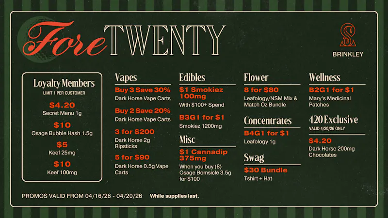Speakeasy Dispensary - Brinkley Fore Twenty at Speakeasy Brinkley!