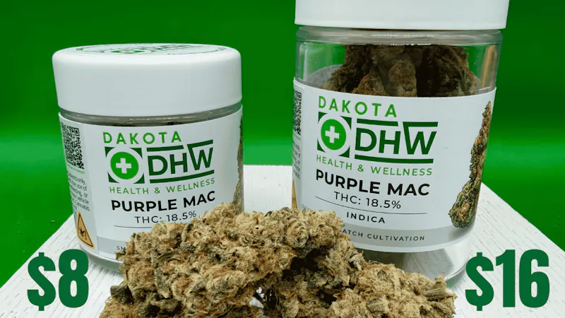 Dakota Health and Wellness $8 1/8th's and $16 1/4's on In-House Purple MAC