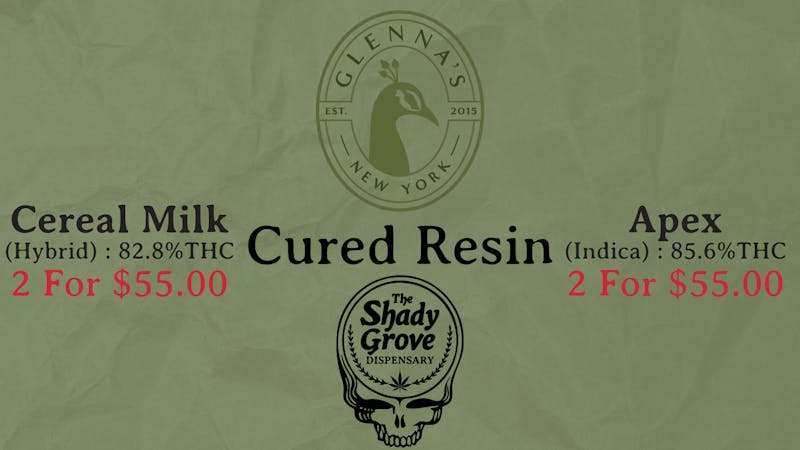 The Shady Grove Dispensary Glennas Cured Resin, 2 For $55