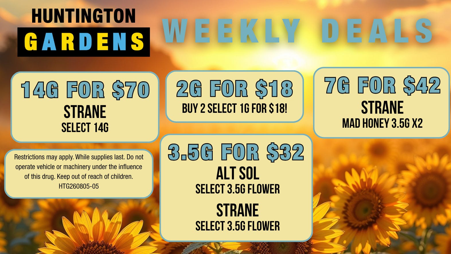 Huntington Gardens Weekly Deals 8/20 - 8/27