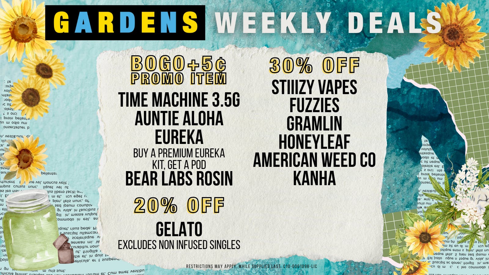 GARDENS DISPENSARY RELEAF ON VINE Weekly Deals 8/20 - 8/27