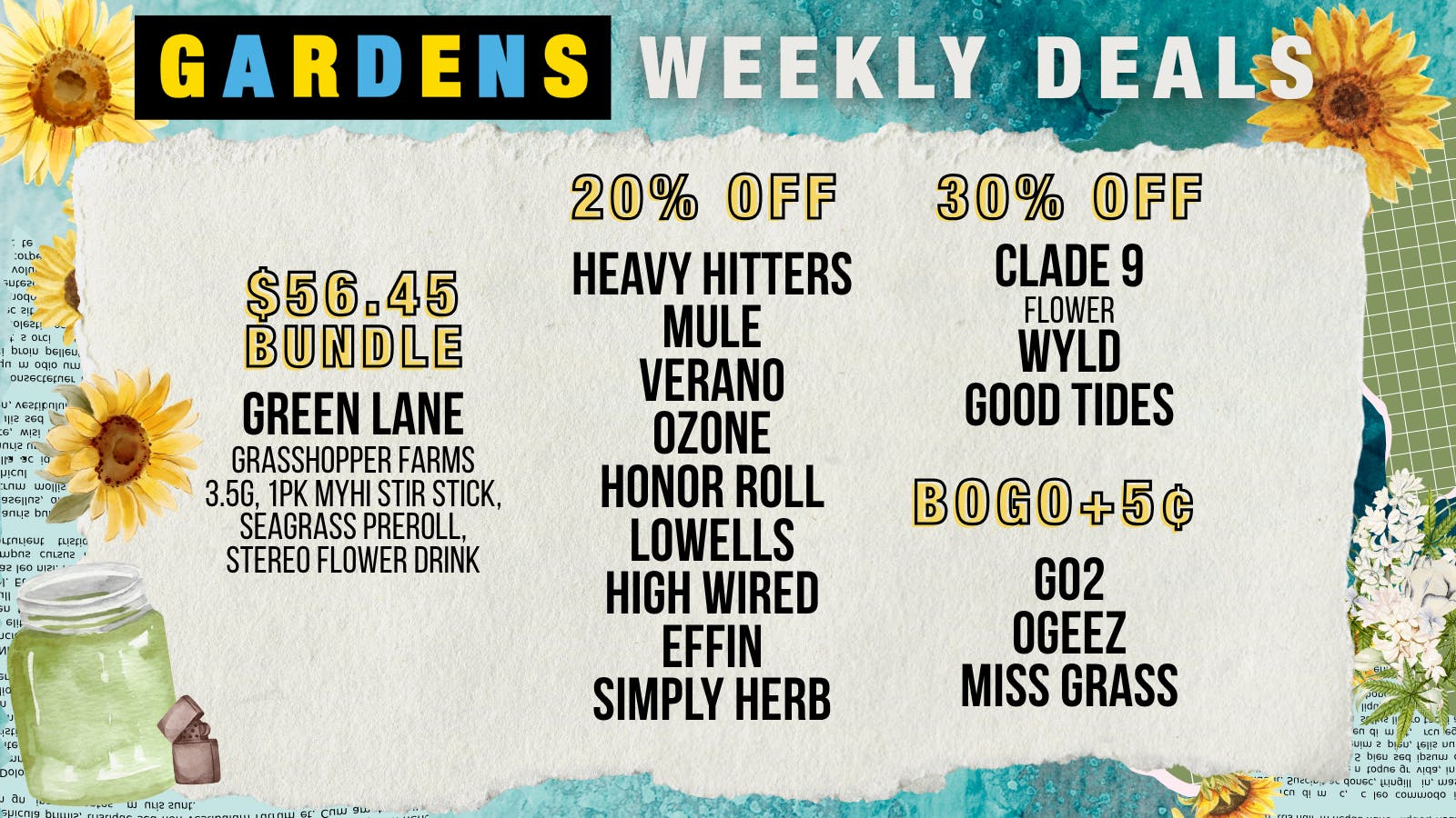 Garfield Gardens Dispensary Weekly Deals 8/20 - 8/27