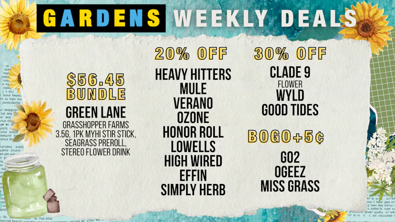 Garfield Gardens Dispensary Weekly Deals 8/20 - 8/27