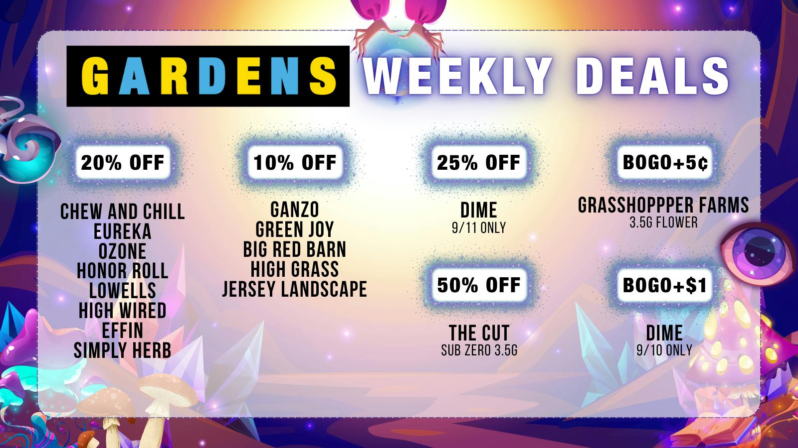 Garfield Gardens Dispensary Weekly Deals 9/10 - 9/17